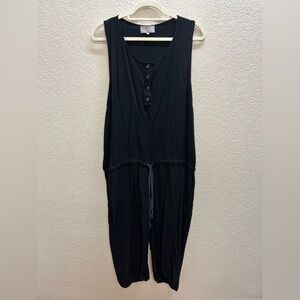 Liz Alig Black Sleeveless Button-Front Drawstring Jumpsuit